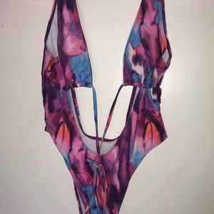 BRAND NEW Matte collection Tye die color cute one piece bathing suit